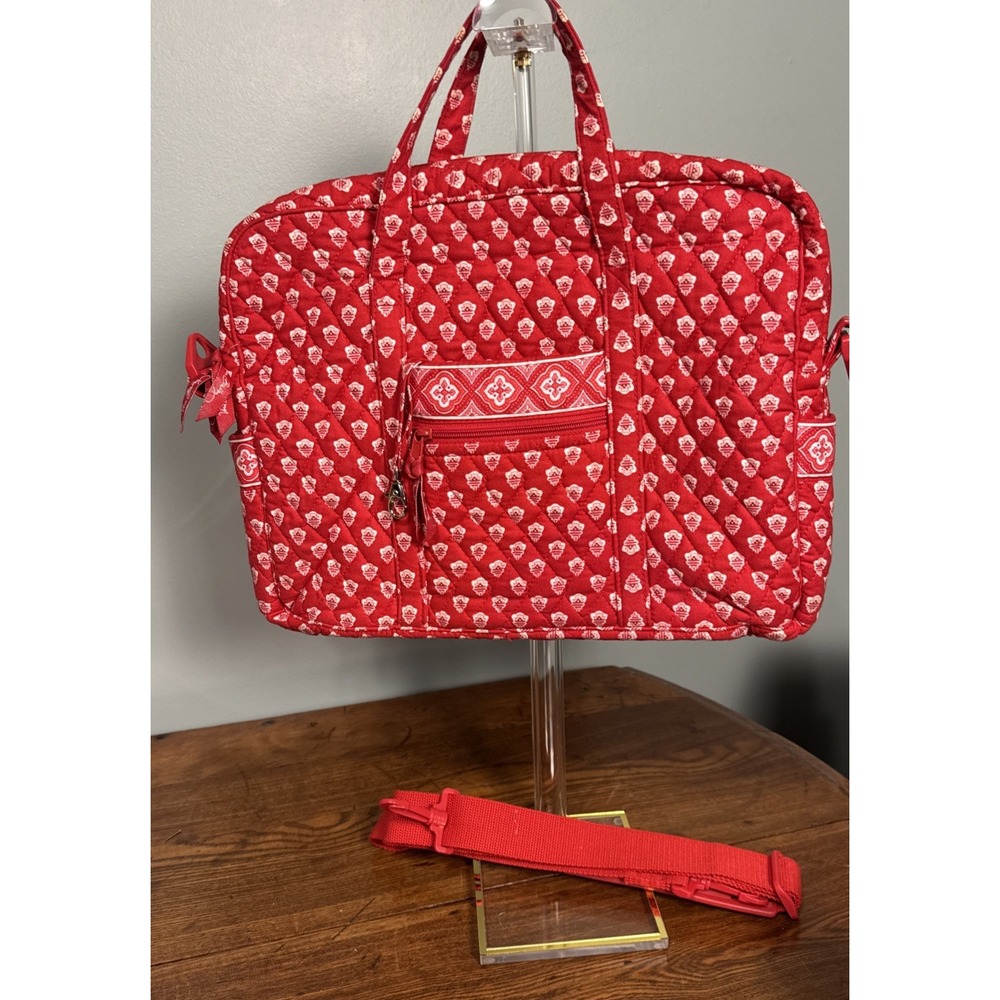 Vera Bradley Red Nantucket Messengers Bag Tote Retired EUC